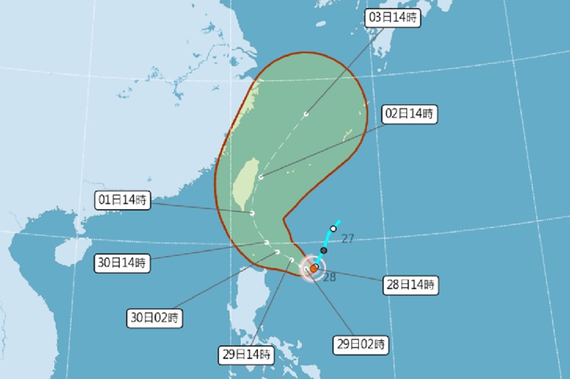 山陀兒颱風預估路徑。(圖／中央氣象署) 