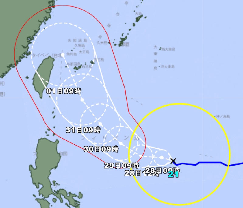 康芮颱風日本氣象廳預測模式。