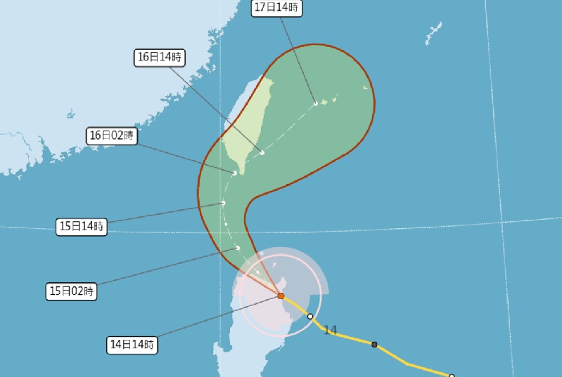 天兔颱風陸上警報發布！估自高雄屏東一帶登陸警戒範圍擴大