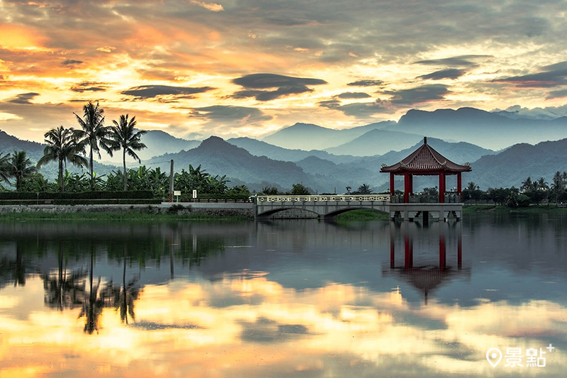 美濃湖畔享受寧靜美景。