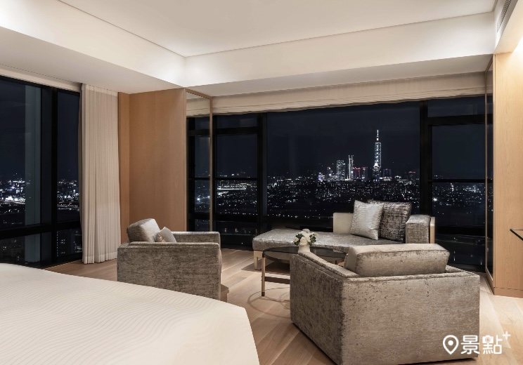 李浚赫首次來台入住萬豪酒店，圖為能看到台北101的天際豪華套房一景。(圖／台北萬豪酒店)