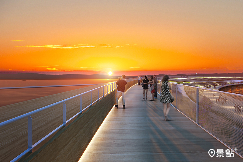 環狀大屋簷(大屋根リング)天空步道上可欣賞海景與夕陽。