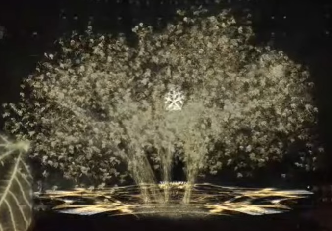 聖火環節 在5位代表種下手中樹苗後，現場出現巨型光雕投影，展現大樹的姿態。