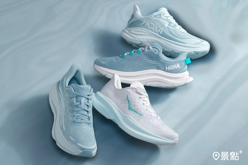 「CRACKED GEODE系列」特別推出4款夢幻的冰藍礦石色系鞋款。