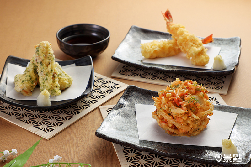 天婦羅系列主推「炸蔬菜櫻花蝦餅」，以及「特大蝦天婦羅」、「竹輪天婦羅」。