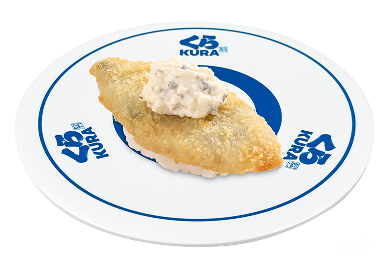 酥脆狹鱈佐塔塔醬握壽司(一貫)。