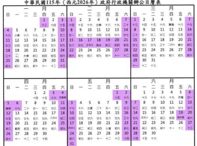 2026連假,連假攻略,放假,出國,過年,農曆春節,中秋節,端午節,情人節,元宵節,聖誕節,補班,補假,請三休九