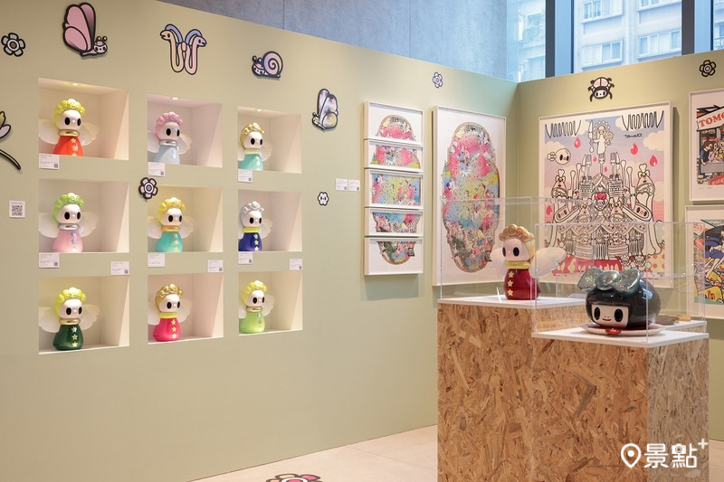 九宮格展示8種配色的小天使藝術雕塑。