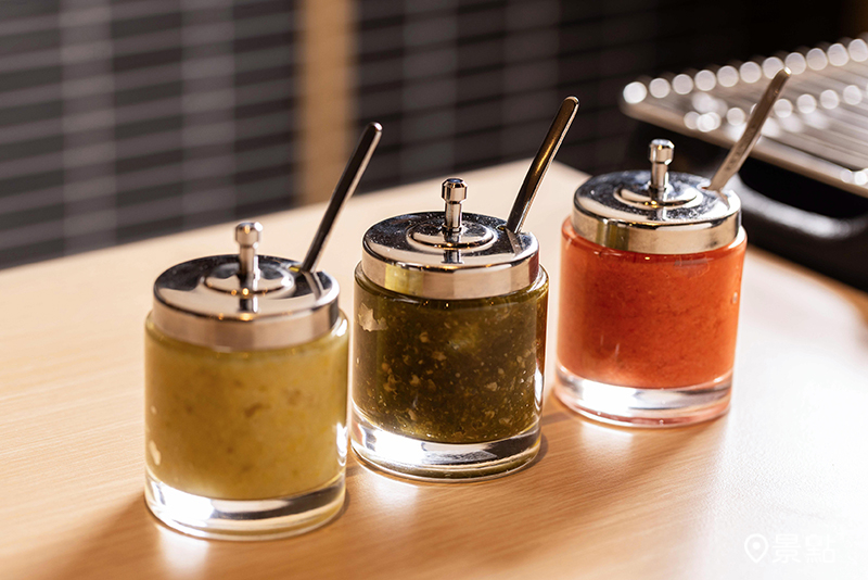 3款獨門醬料：瀨戶內塩檸檬、青唐辛子三升漬、生薑醋檸檬。