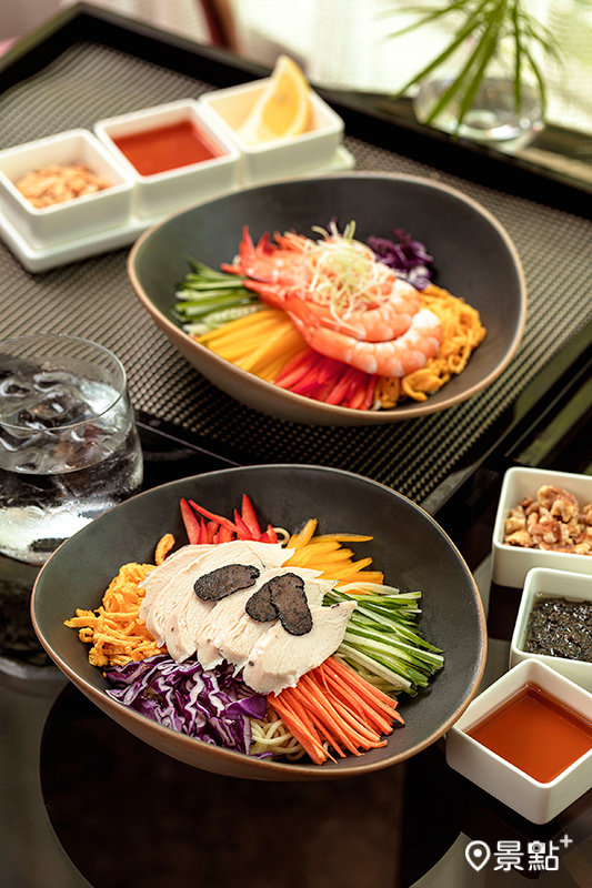 泰式酸辣涼麵 280元與和風松露涼麵 280元。