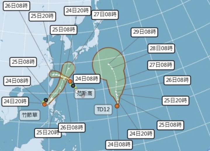 目前雙颱共舞局面，而且還有TD12恐接著生成颱風。ㄈ