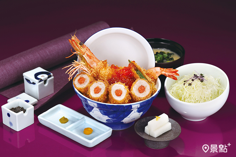 台灣限定｜海之味盛合豬排丼450元。