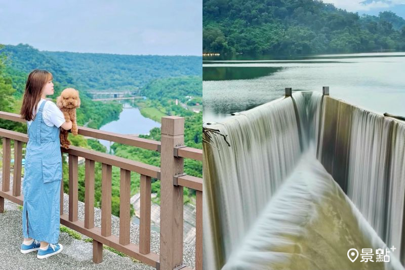 鯉魚潭水庫設有全台唯一鋸齒堰溢洪道，搭配療癒的環湖步道，吸引網友前往取景。（圖／luvyuuna）