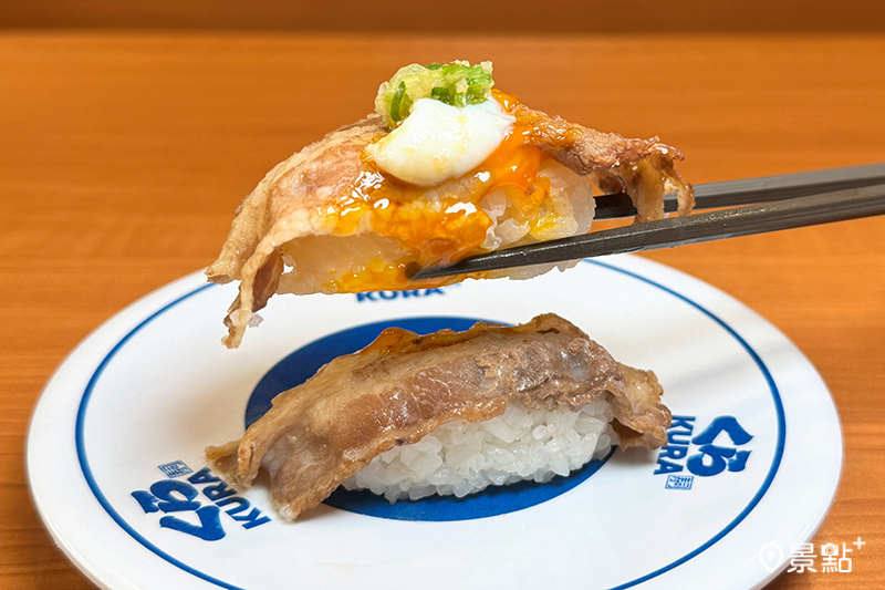 壽喜牛燒肉半熟蛋握壽司。