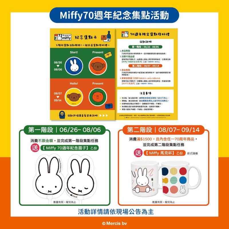 《米飛70週年紀念快閃店》集點活動。（圖／Miffy米飛兔期間限定店）