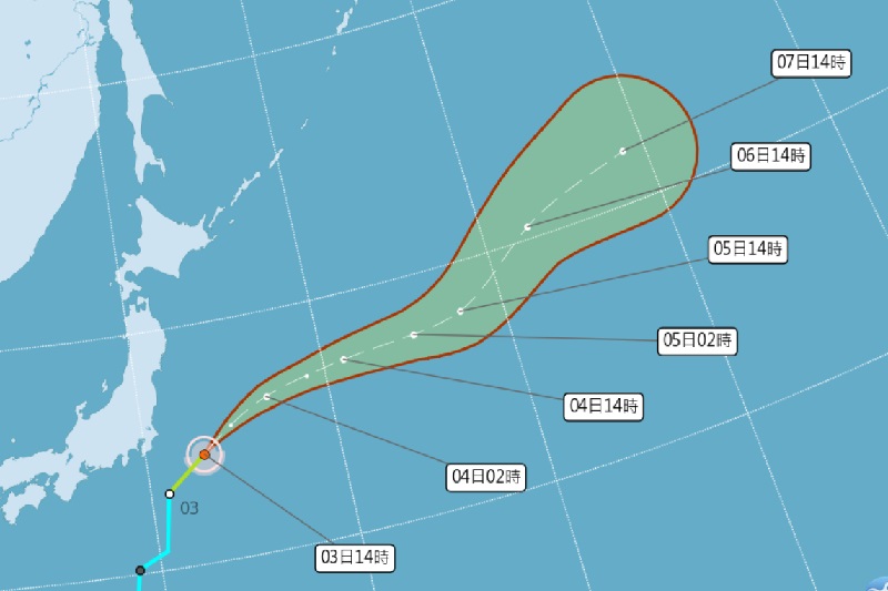 第10號颱風白鹿預估路徑圖。