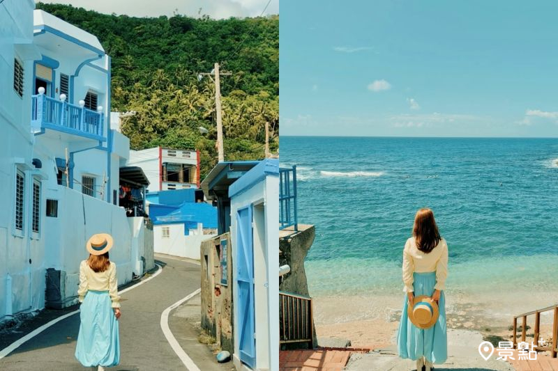 「Oct.Sun Coffee」周邊擁有藍白小希臘風格巷弄及滿版海景，吸引人前往拍照打卡。（圖／summer6639）