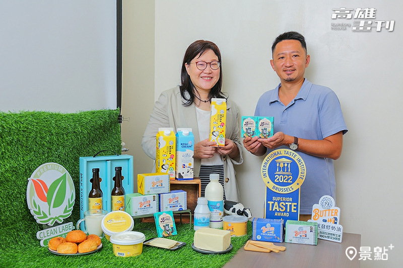 19號原森奶油藏著5個高雄囡仔對土地的熱情與對飲食安全的堅持。左/業務經理林依寰、右/董事長林廣成。