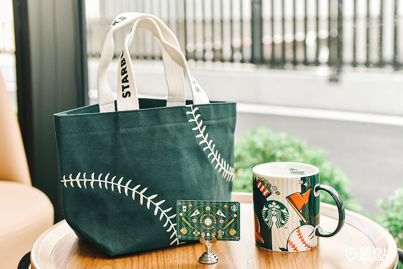 棒球縫線造型提袋、斗六明德馬克杯、斗六明德隨行卡。