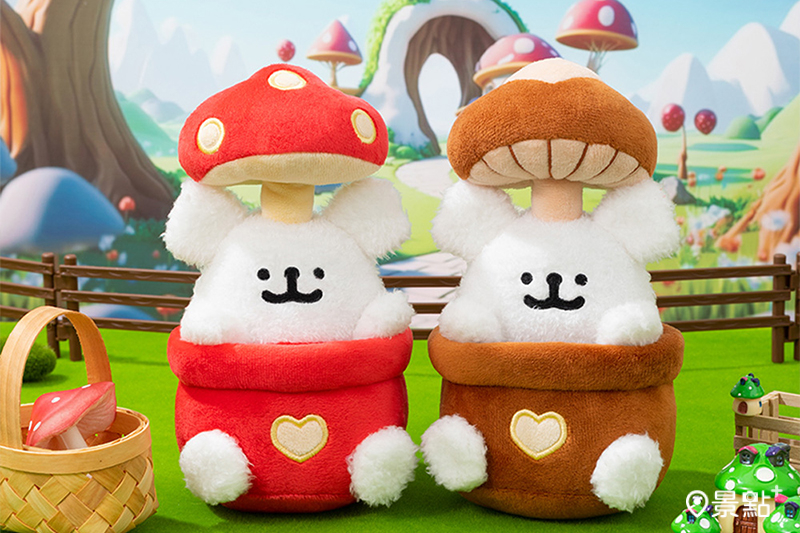 Maltese線條小狗 毛絨公仔（蘑菇款）。