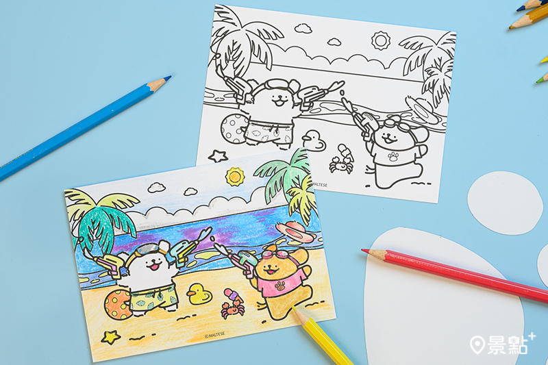 每週二至週四，不限金額消費打卡，即可免費兌換線條小狗著色明信片一張。