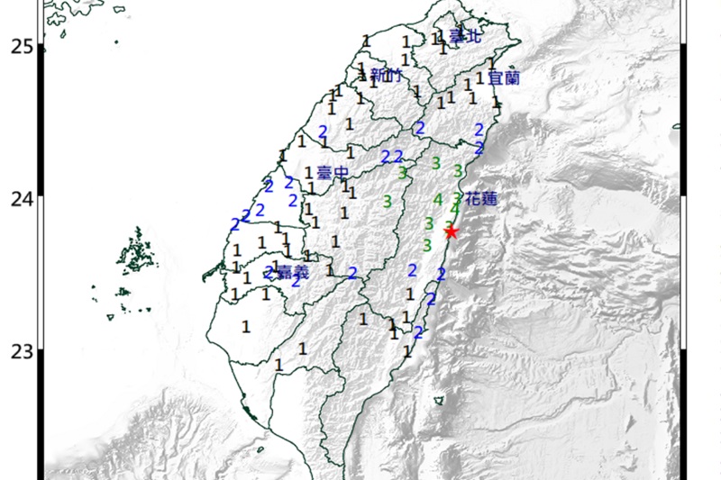 週日午後連兩震全台有感！最大達芮氏規模5.2兩起皆為極淺層地震