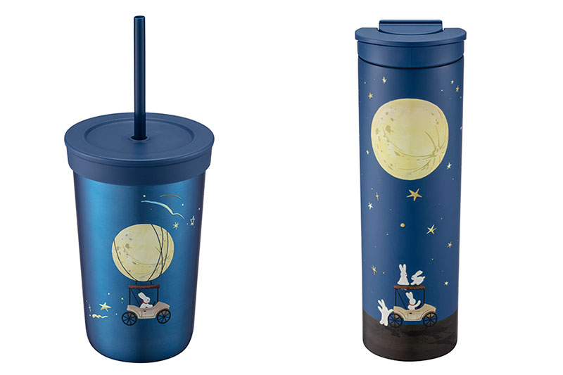 玉兔傳情不鏽鋼 TOGO冷水杯、玉兔賞月不鏽鋼杯。