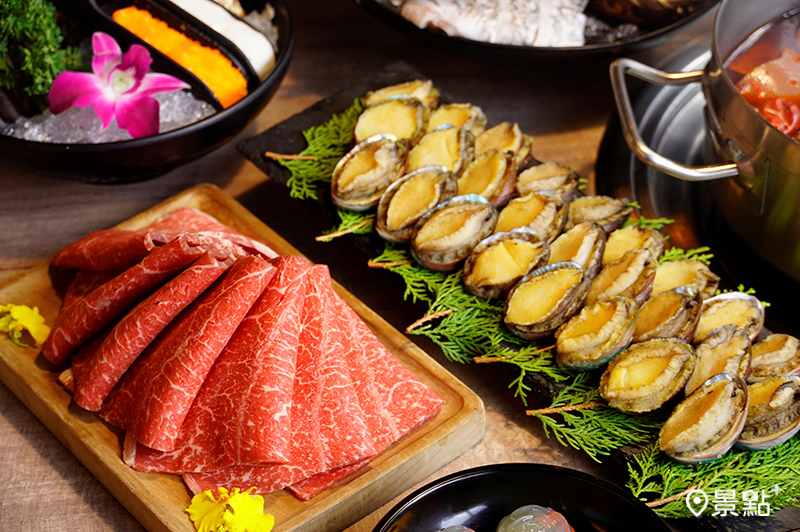 涮樂和牛壽星九孔鮑魚吃到飽。（圖／涮樂和牛鍋物 食べ放題）