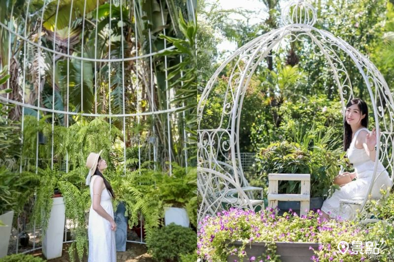 「合利園藝」設有巨型鳥籠及南瓜馬車造景，吸引人前往拍照打卡。（圖／aday0530）