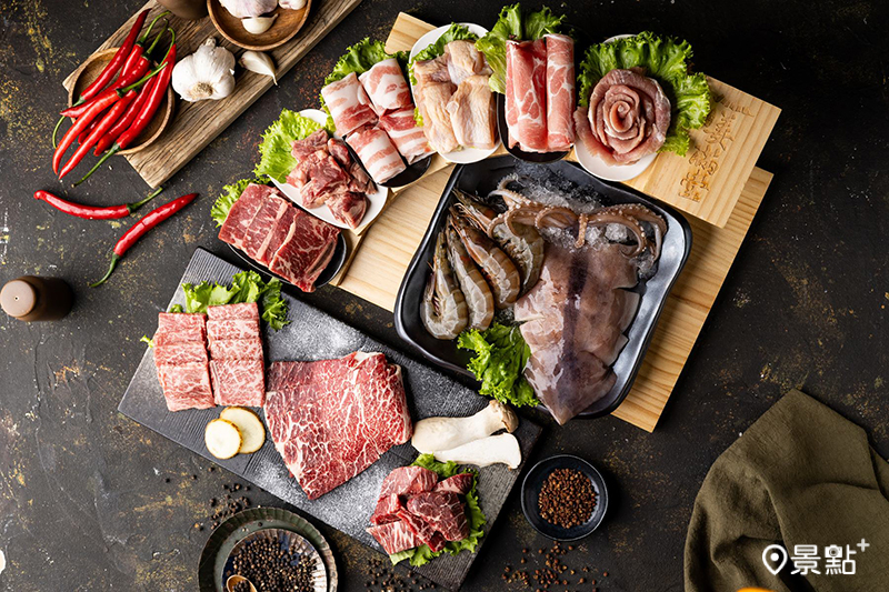 姜滿堂三大和牛．海陸牛豬雞拼盤。