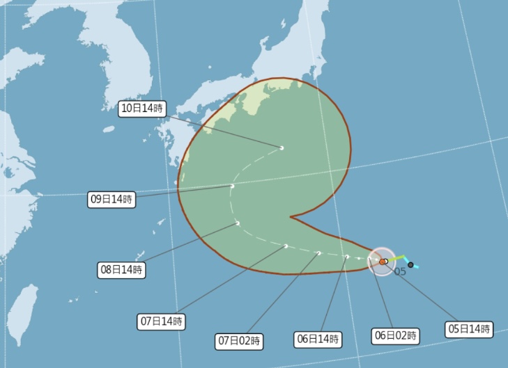 輕颱哈隆預估路徑。