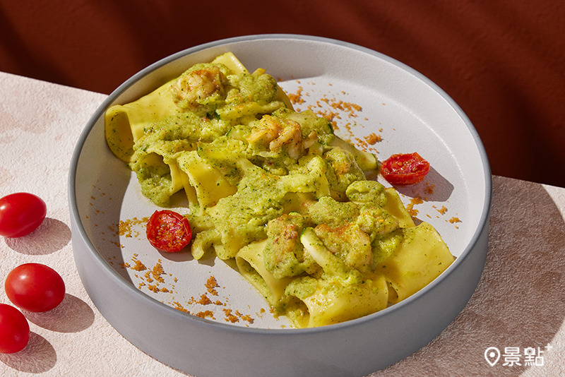 「Mr. Peppe」客座單點菜色 「明蝦水管麵、櫛瓜、烏魚子」。