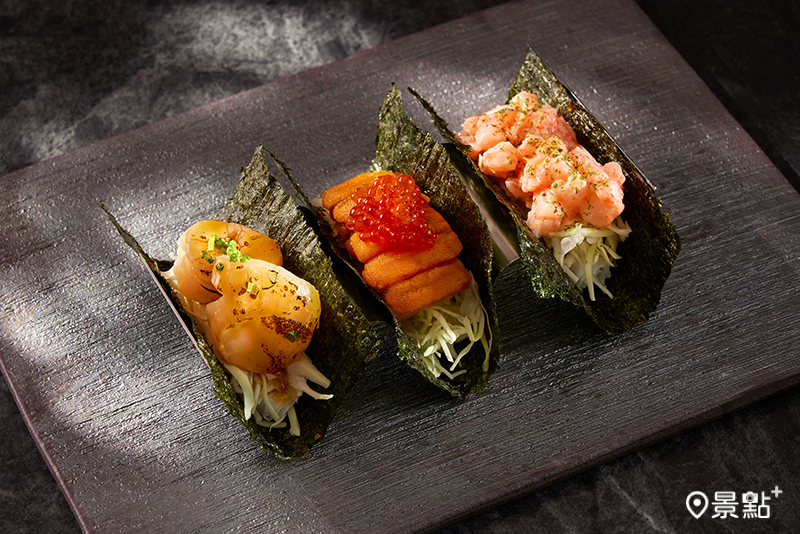 海膽鮭魚卵手捲 （假日限定）。