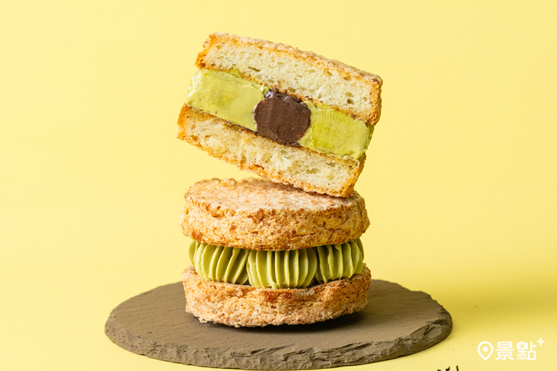 PISTA CIAO 成熟大人系熱銷單品「冰心厚餡焙茶開心果達克瓦茲」。