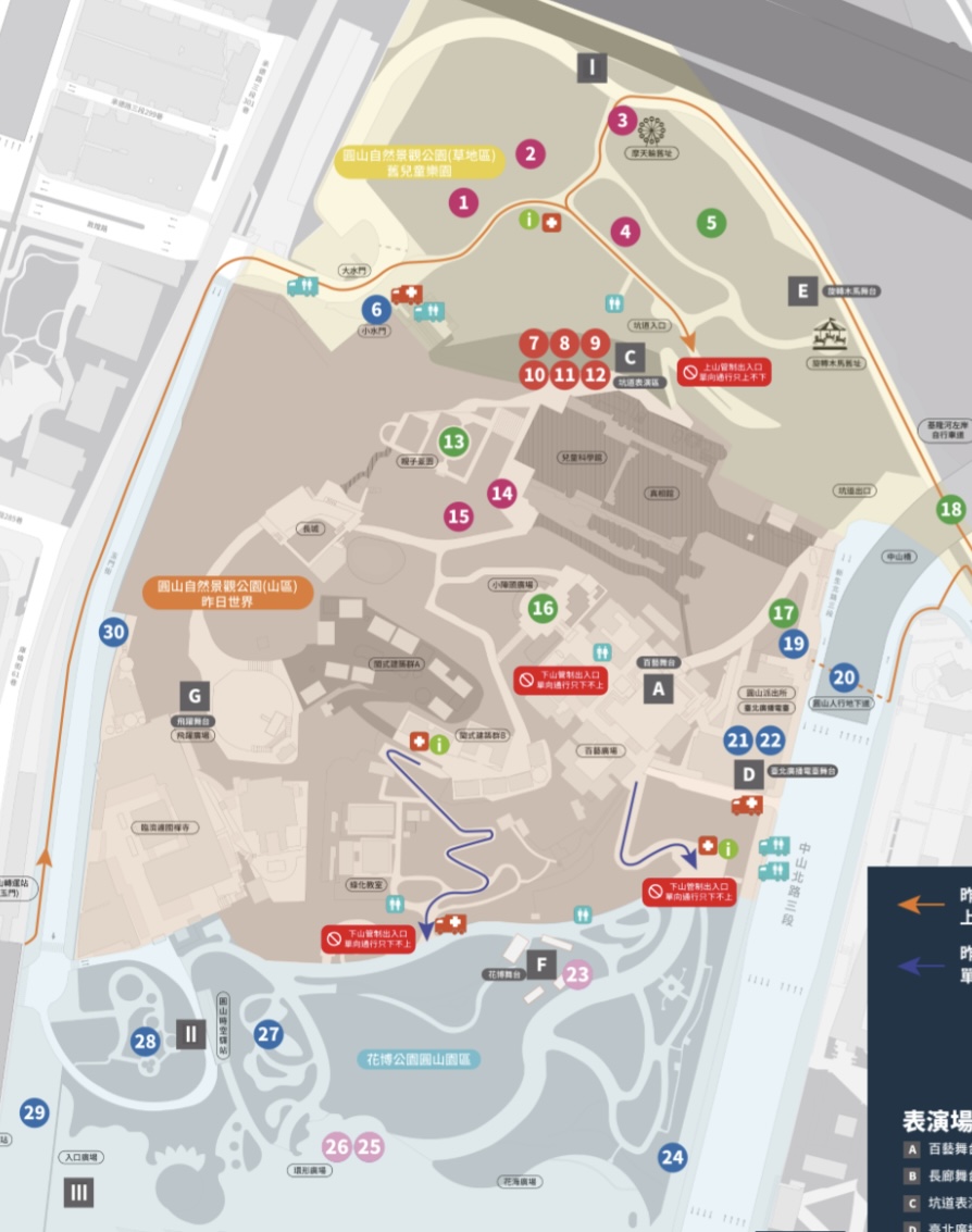 白晝之夜作品地圖，作品名稱在下圖。