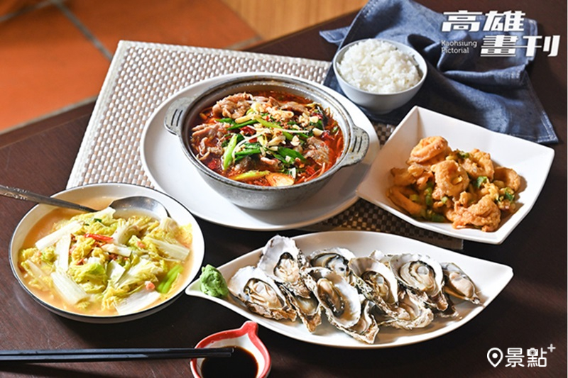 來到佶滿屋海產碳烤聚餐，燒烤、熱炒、酥炸、清蒸料理，就算家常小菜也能吃得很豐盛。