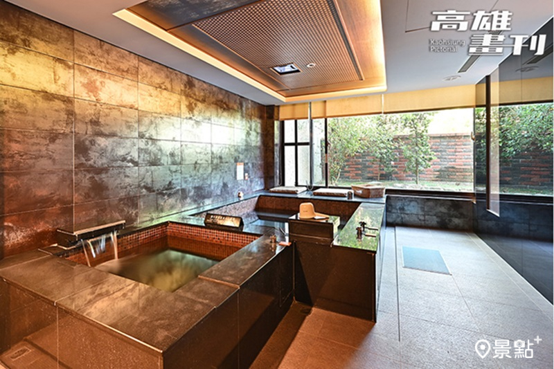 花季度假飯店的碳酸氫鈉天然冷泉，透過蒸氣加熱，讓旅人同時感受清涼與暖意的交替療癒。